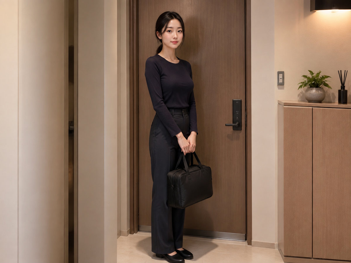 성남 판교 방문 홈케어 일정을 준비하는 젊은 성인 한국 여성 관리사